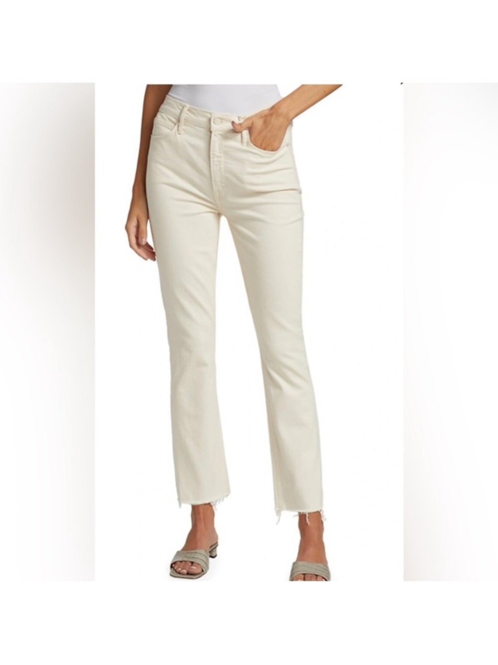 Mother Mid-Rise Dazzler Ankle Step Fray Jeans